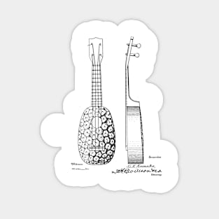 Ukelele Vintage Patent Hand Drawing Sticker